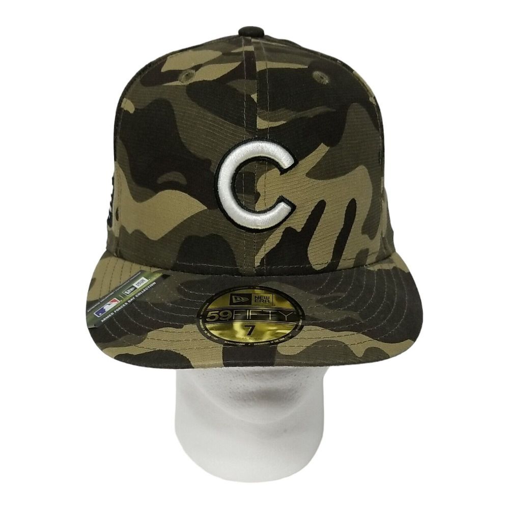 Chicago Cubs‎ Hat New Era 59FIFTY Camo Armed Forces Fitted Cap Size 7 New Mens